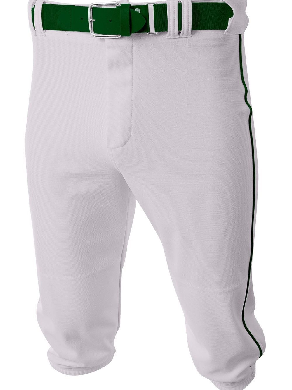 A4 Youth S, M White Baseball Knickers Pants with Green Piping